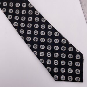 Cancia Polyester Men's Necktie Black Floral Pattern